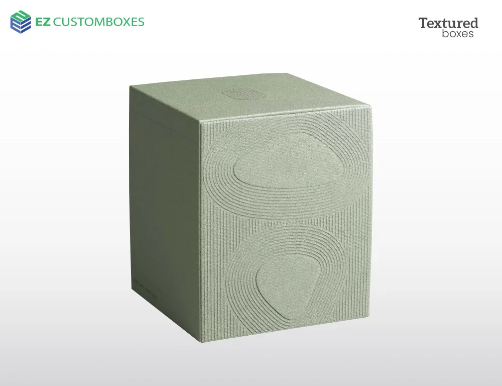 How can textured boxes enhance product presentatio()